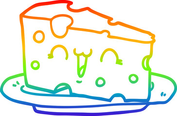 rainbow gradient line drawing cute cartoon cheese