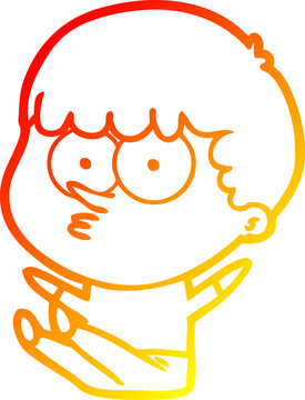 recommend clip art: warm gradient line drawing cartoon boy sat waiting