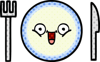 comic book style cartoon dinner plate