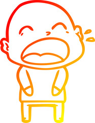 warm gradient line drawing cartoon shouting bald man