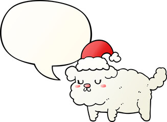 cute christmas dog and speech bubble in smooth gradient style
