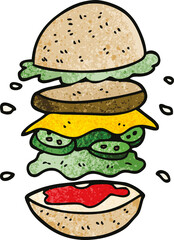 cartoon doodle huge burger