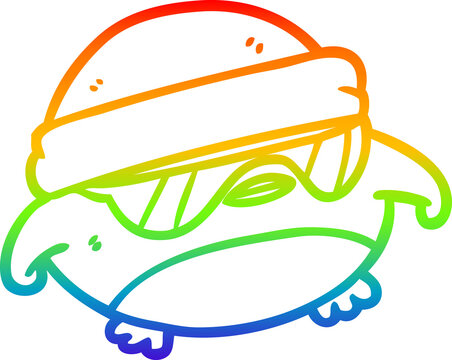 recommend clip art: rainbow gradient line drawing cool christmas robin with sunglasses