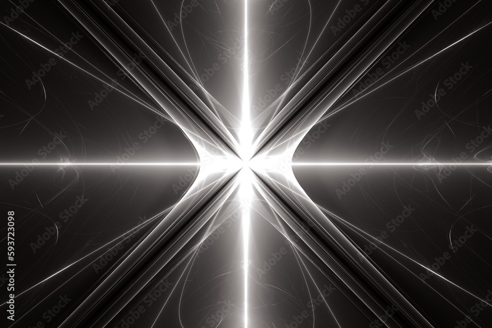 Aufkleber white glowing pattern of crooked waves on a black background. abstract fractal 3d rendering