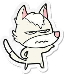 sticker of a cartoon annoyed wolf