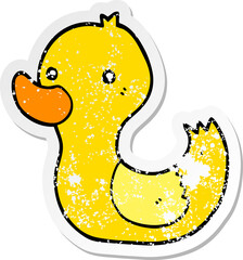 distressed sticker of a cartoon duck