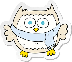 sticker of a cartoon owl wearing scarf