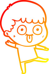 warm gradient line drawing cartoon dumb kid
