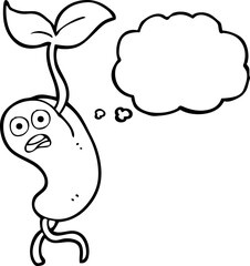 thought bubble cartoon sprouting seed