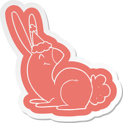 cute cartoon  sticker of a rabbit wearing santa hat