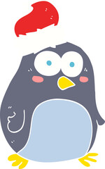 flat color illustration of a cartoon penguin
