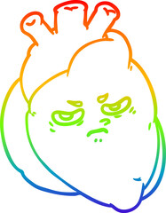 rainbow gradient line drawing cartoon heart