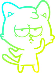 cold gradient line drawing bored cartoon cat