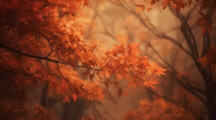 Golden Autumn Leaves Falling Softly from Maple Branches