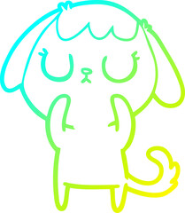 cold gradient line drawing cute cartoon dog