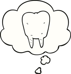 cartoon tooth and thought bubble