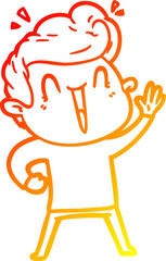 warm gradient line drawing cartoon excited man