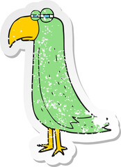 retro distressed sticker of a cartoon parrot