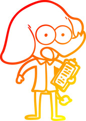 warm gradient line drawing cute cartoon elephant