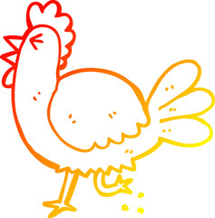 warm gradient line drawing cartoon rooster