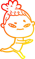 warm gradient line drawing cartoon woman