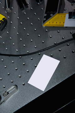 Business card mockup on work table