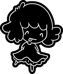 cartoon icon of a cute kawaii girl