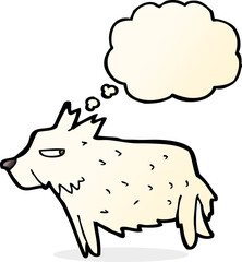 cartoon terrier with thought bubble