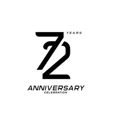 72 years anniversary celebration logotype