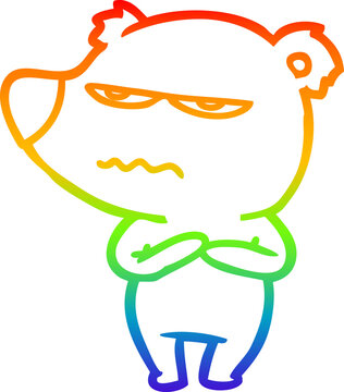 recommend clip art: rainbow gradient line drawing angry bear cartoon
