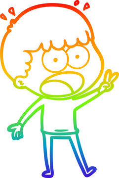 recommend clip art: rainbow gradient line drawing cartoon shocked man