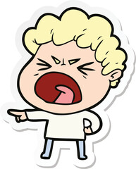 sticker of a cartoon furious man