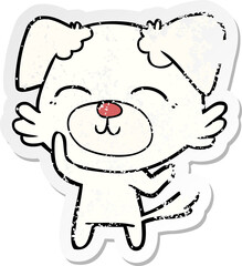 distressed sticker of a cartoon dog