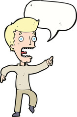 cartoon terrified man with speech bubble