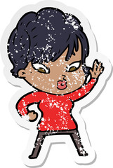 distressed sticker of a cartoon woman