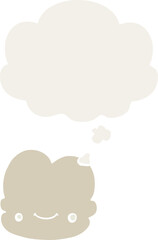 cartoon cloud and thought bubble in retro style