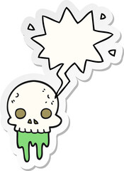 cartoon spooky halloween skull and speech bubble sticker