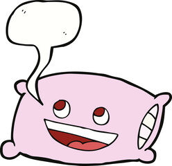 cartoon pillow with speech bubble