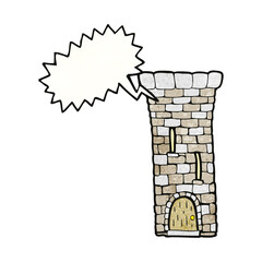 speech bubble textured cartoon old castle tower