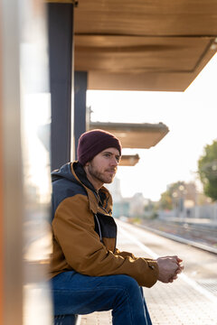Man at train station