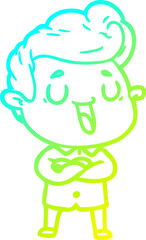 cold gradient line drawing happy cartoon man