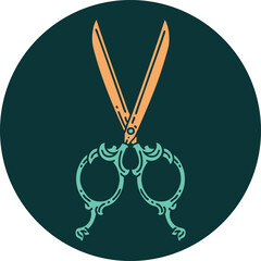 tattoo style icon of barber scissors