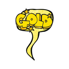 speech bubble textured cartoon word gold