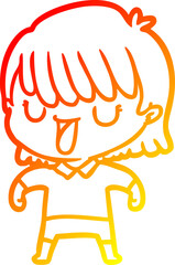 warm gradient line drawing cartoon woman