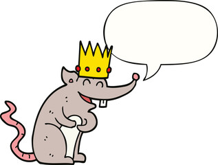 cartoon rat king laughing and speech bubble