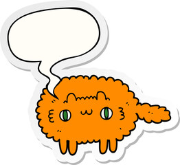 cartoon cat and speech bubble sticker