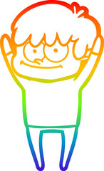 rainbow gradient line drawing happy cartoon man