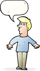cartoon surprised man with speech bubble