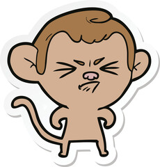 sticker of a cartoon annoyed monkey