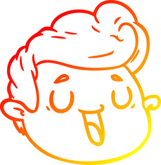 warm gradient line drawing cartoon male face